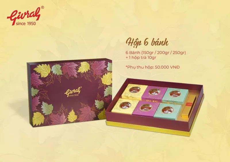 Hộp 6 bánh Trung thu Givral 2026 tím mận